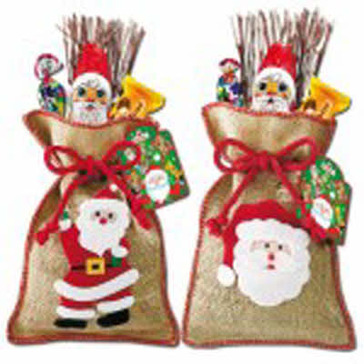 Jute zak gevuld met Kerst chocolade