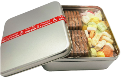 Koekblik met Speculaasjes en Sint snoep